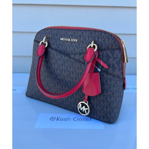 Michael Kors dome satchel purse jet set medium MK signature flame - Picture 4 of 11